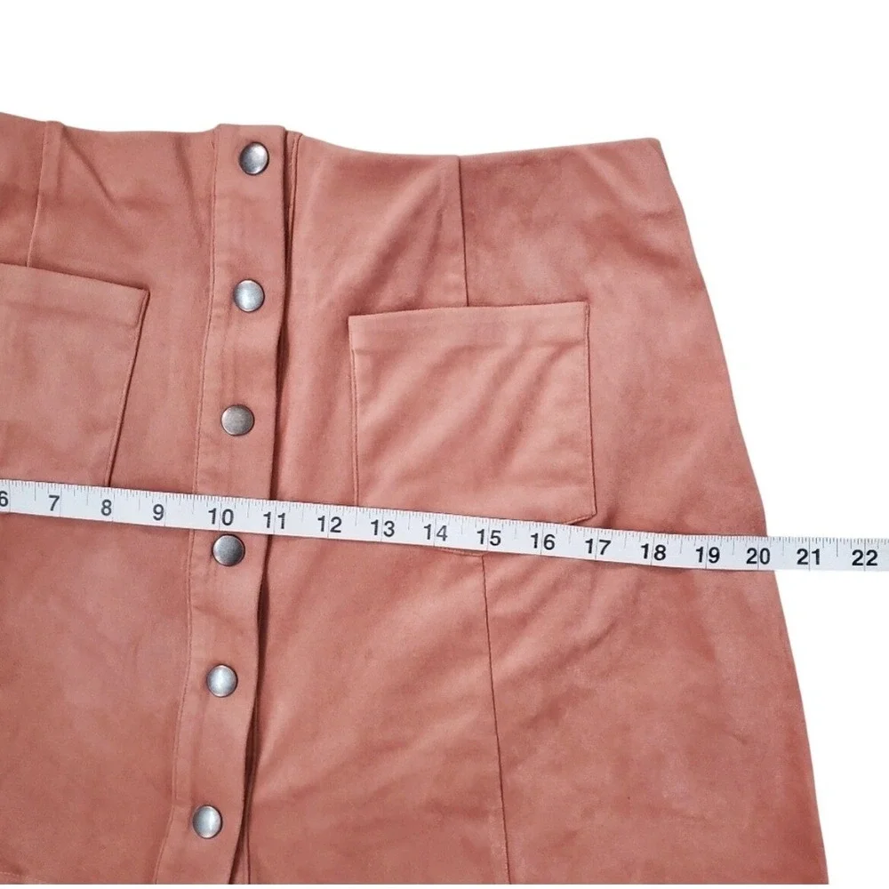 Dusty Rose Faux Suede Button Front Mini Skirt Size Large